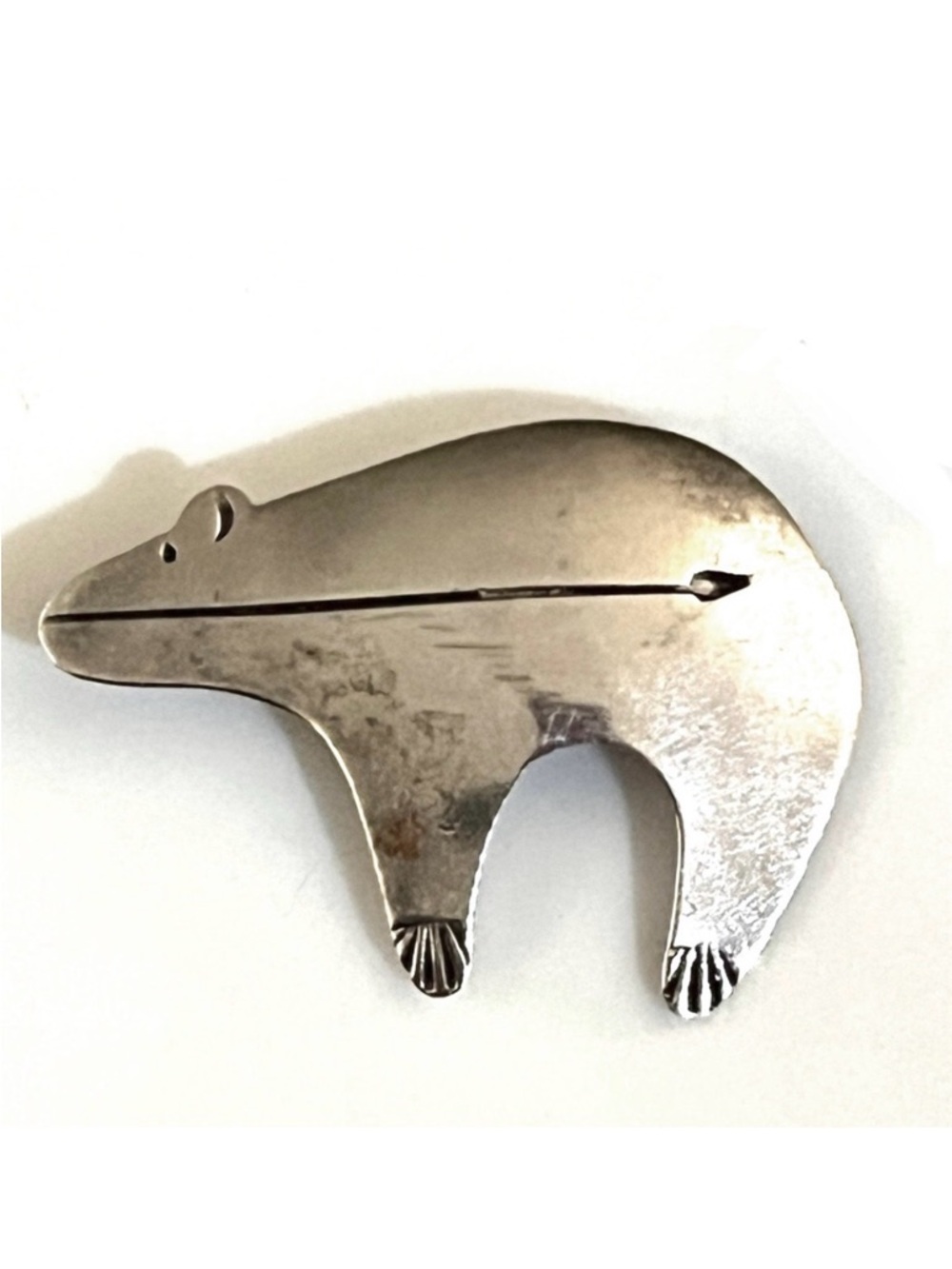 Signed-Jerry Johnson Navajo Vintage Sterling Silver Spirit Bear pin